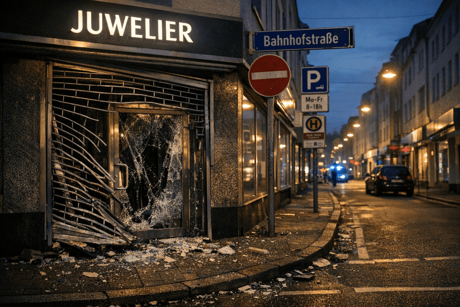 Blitzeinbruch in Juweliergeschäft: Polizei jagt drei Täter