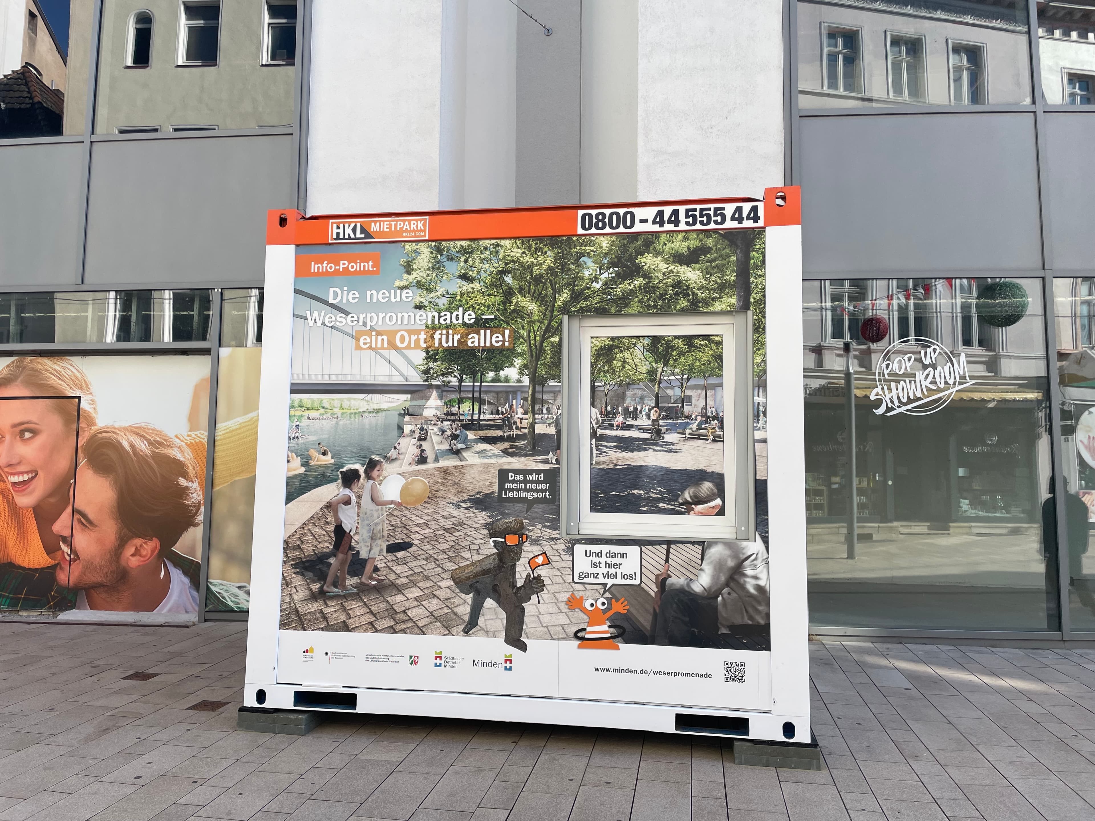 Info-Container zur geplanten Neugestaltung der Schlagde in Minden