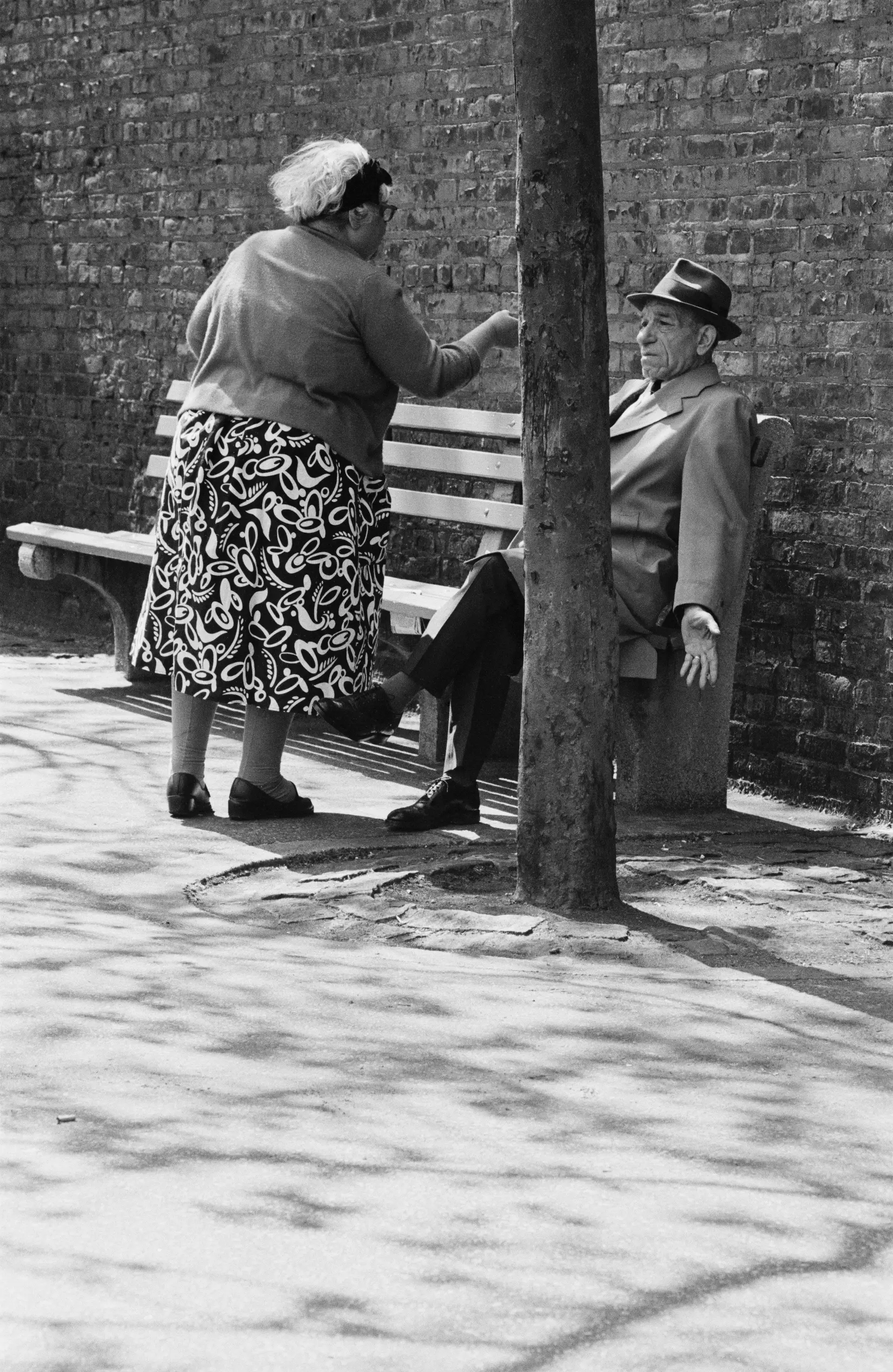 USA. New York City. 1967. Italian lady yelling at man, Greenwich Village