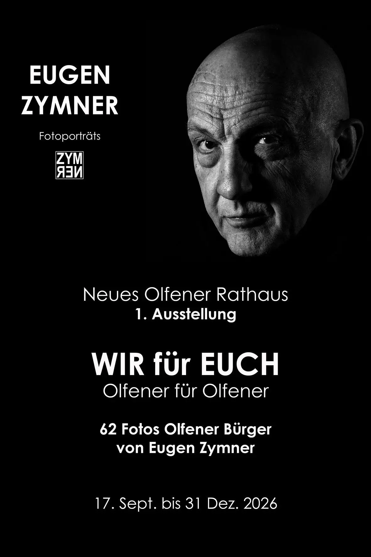 Plakat zur Ausstellung im neuen Rathausfoyer, mit Text- und Gestaltungselementen.