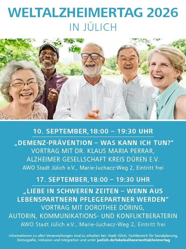 Vortragsreihe zum Welt-Alzheimertag 2026 in Jülich: „Demenz – (k)eine Frage des Alters“