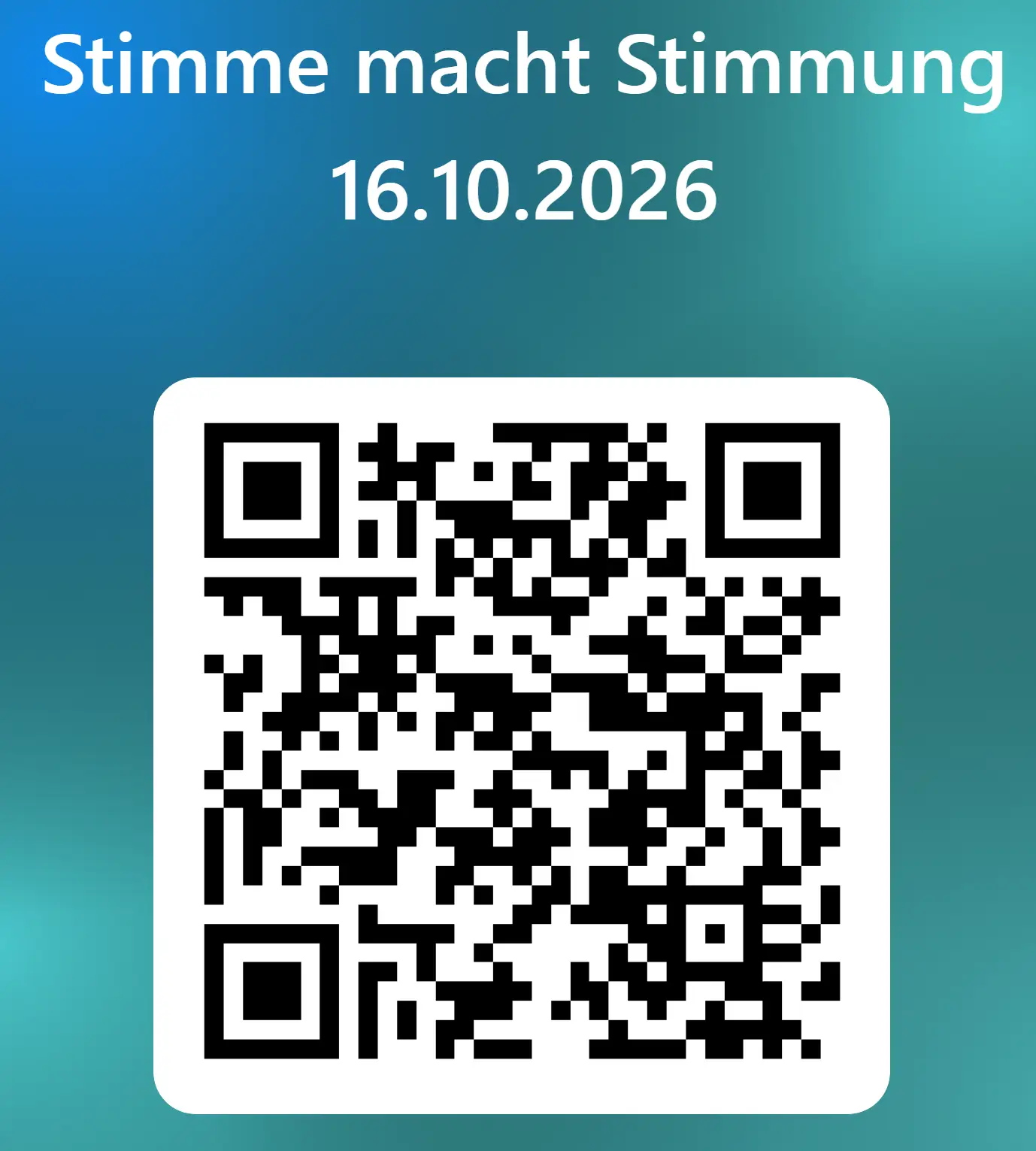 QR Code mit Link zur Anmeldung für „Stimme macht Stimmung“ am 16.10.2026