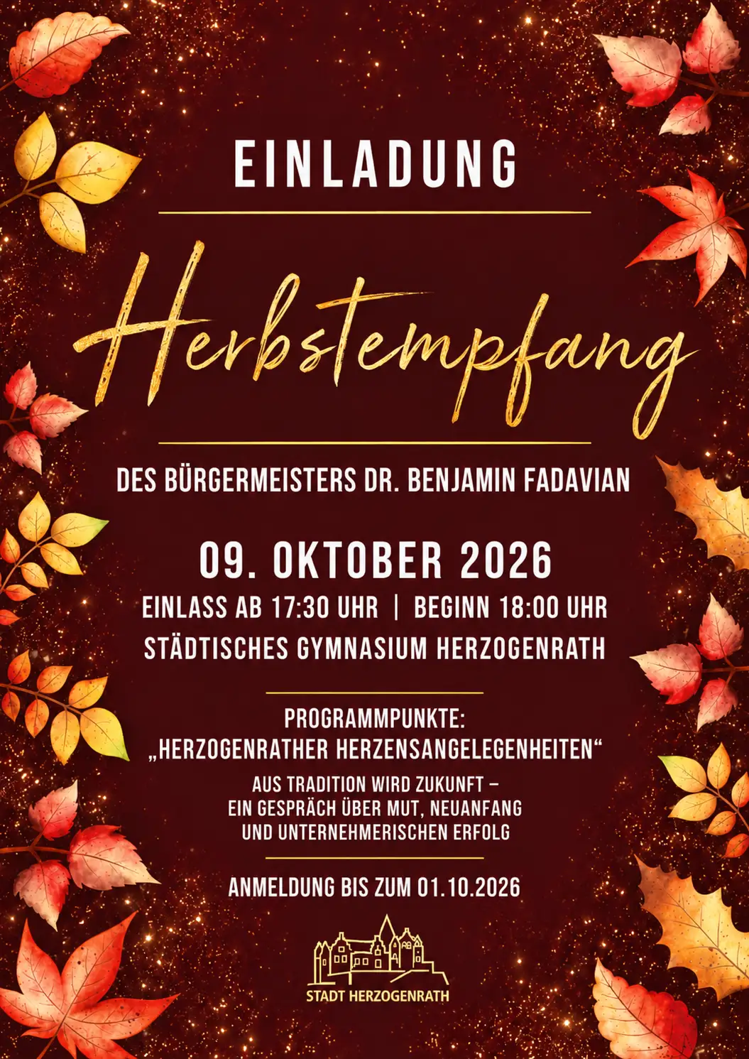 Plakat zum Herbstempfang 2026 mit Veranstaltungsinformationen.
