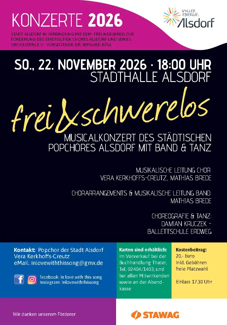 Musicalkonzert „Frei & schwerelos“ in der Stadthalle Alsdorf