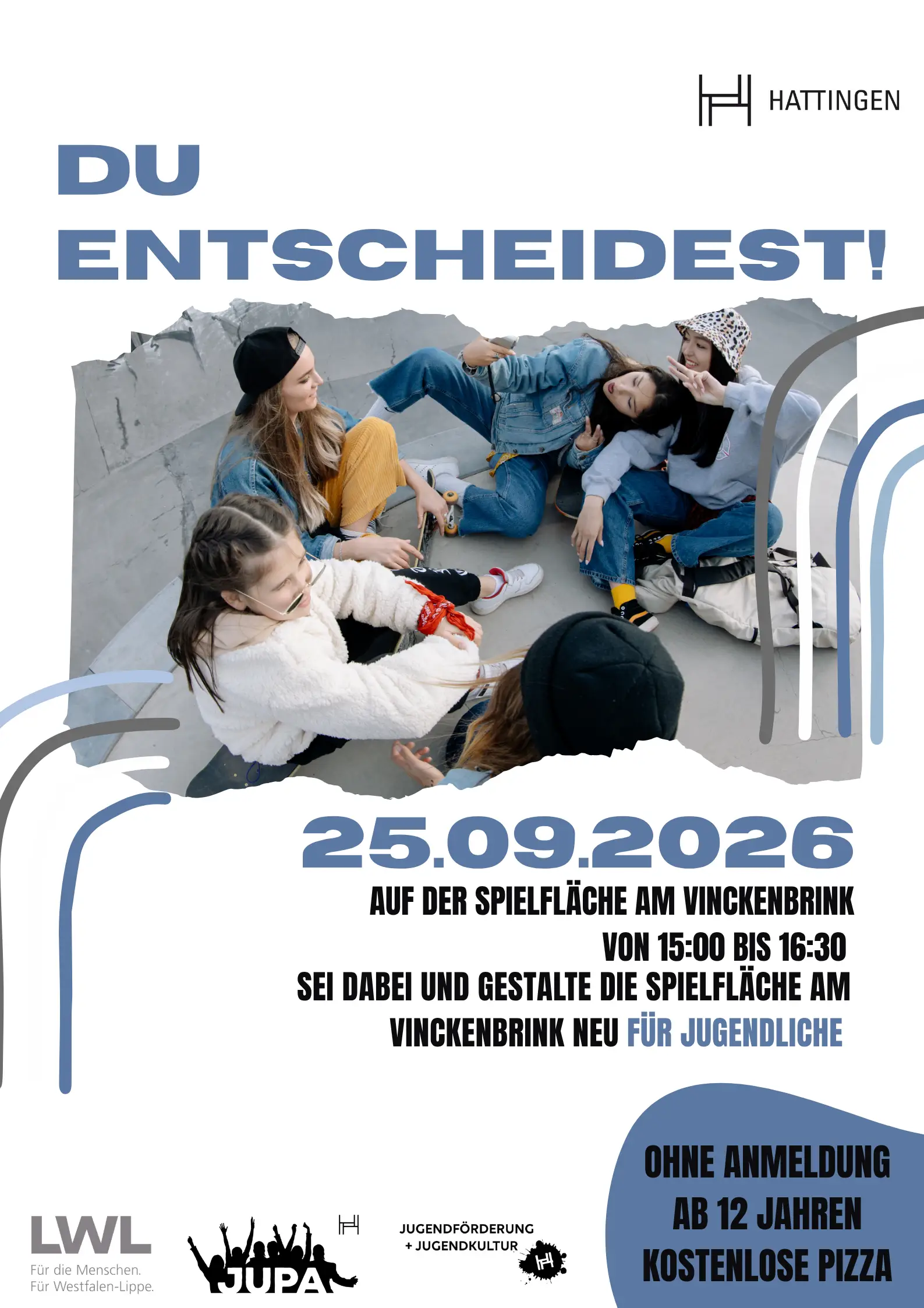 Plakat zur Jugendbeteiligung an der Spielfläche „Am Vinckenbrink“ am 25. September 2026.