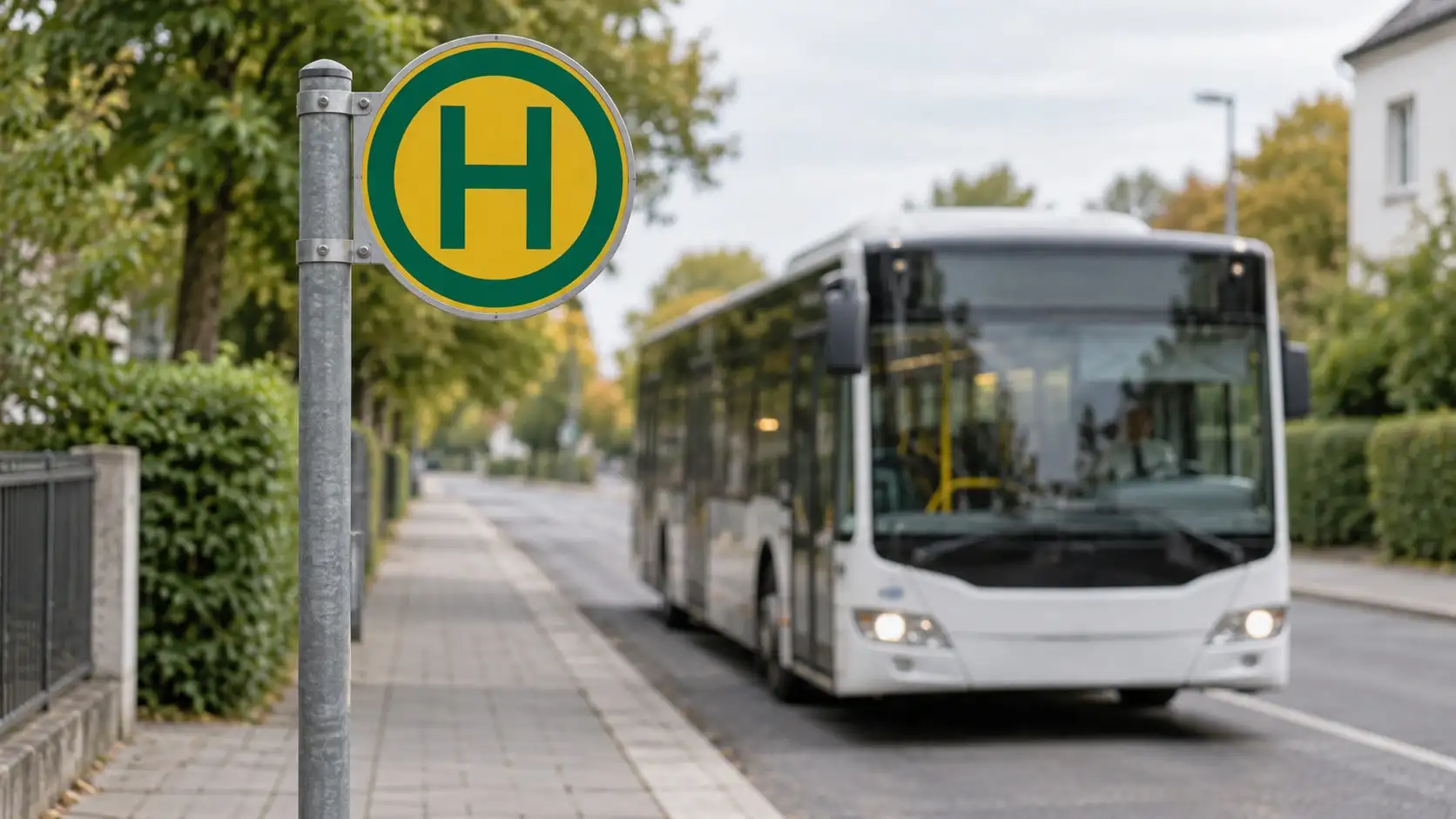 Vorübergehend verlegte Bushaltestelle an einem nicht identifizierbaren Ort.