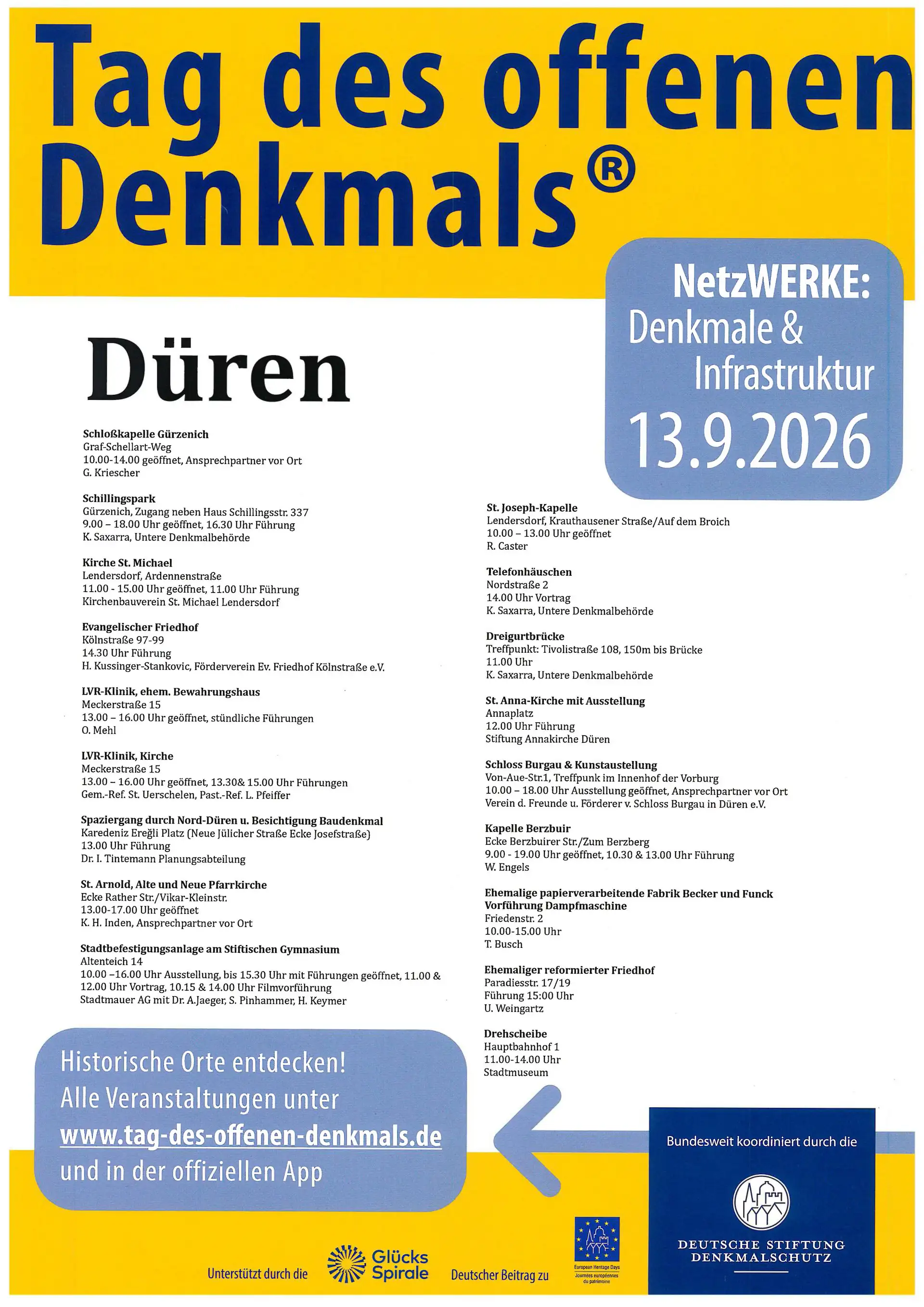 Tag des offenen Denkmals in Düren: „NetzWERKE“ mit Denkmälern und Infrastruktur